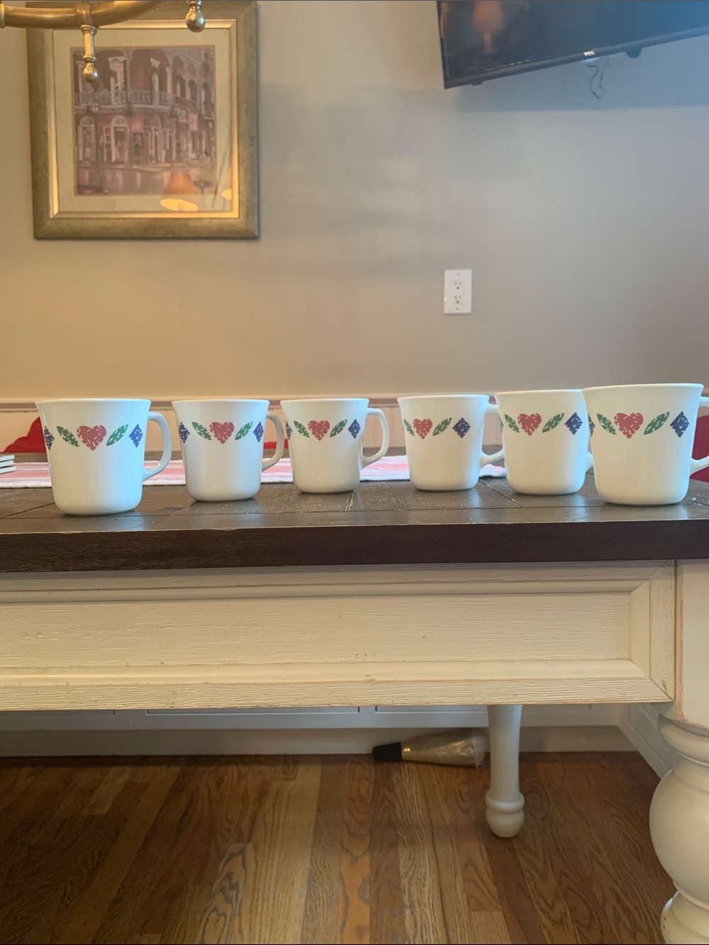 6 Vintage Corelle Quilt Pattern Coffee Mugs